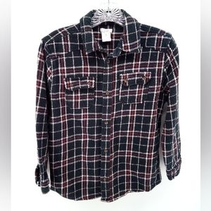 Joe Fresh Black Red White Plaid Thick Button Down Shirt 2013 Cotton XL 14